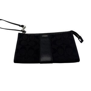 Coach Signature Accordion Zip Wallet Wristlet Black